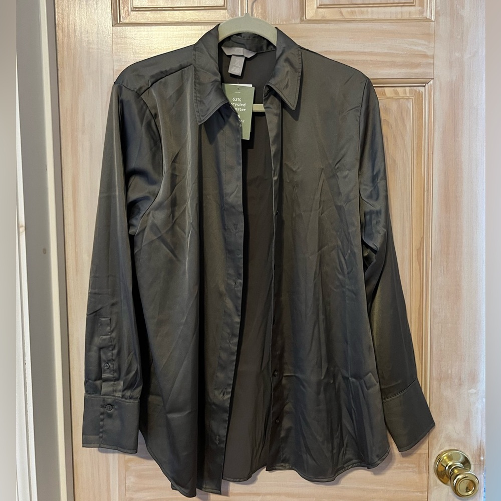 Olive Green Silky Top size L